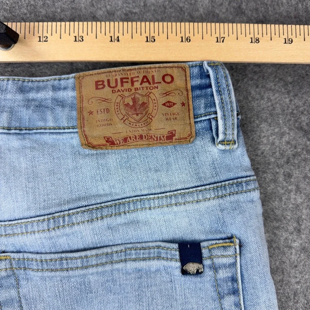 Buffalo David Bitton Jeans Mens 36x34 Light Blue Slim Boot King Stretch Denim